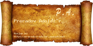 Preradov Adolár névjegykártya